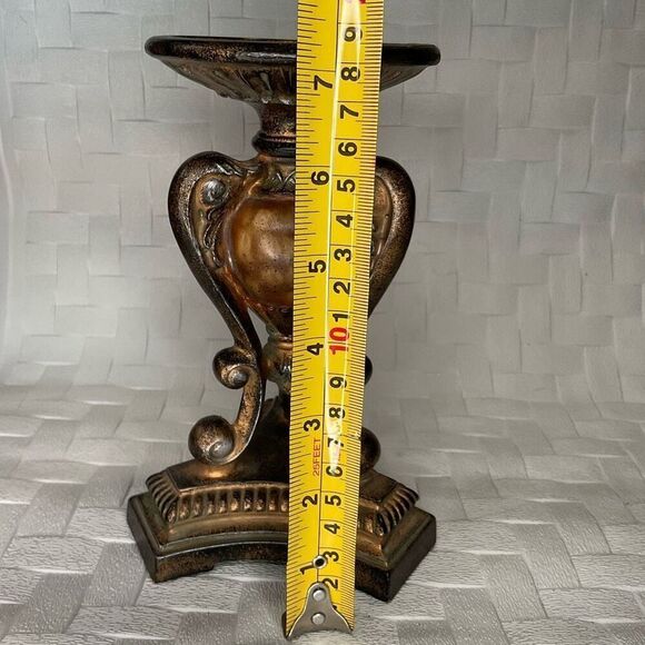 Vintage Antique Heavy Candlestick Holder 7 3/4” Tall Beautiful‎ Ornate - Picture 4 of 8